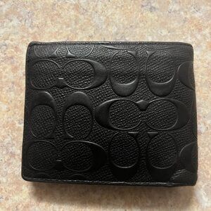 Embossed Black Leather Coach Wallet